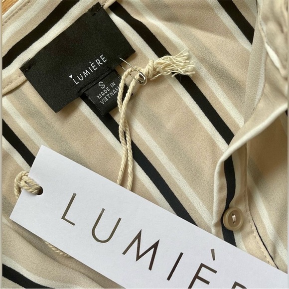 NWT Urban Outfitters Lumiere Blouse Taupe Multi Size Medium - Picture 4 of 9
